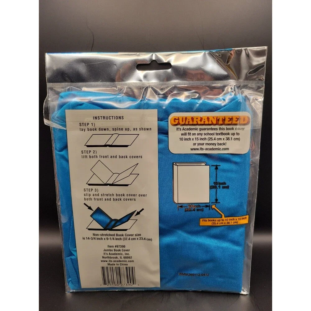 Jumbo Stretchable Book Cover Black  XXL Fits Books up to 10 X 15 High Quality